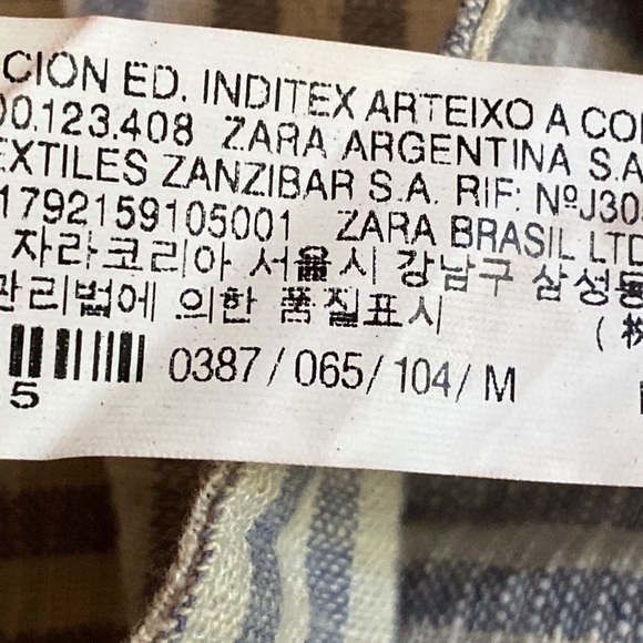 Zara Blue/Cream Linen Blend Striped Jumpsuit. Size M. - Picture 9 of 11